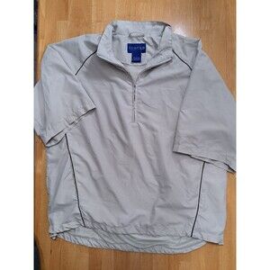 VTG Turfer Sport Beige Short Sleeve Pullover Jacket 1/4 Zip Windbreaker Men's L